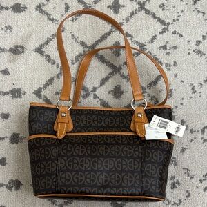 Giani Bernini Black and Tan Monogram Shoulder Bag